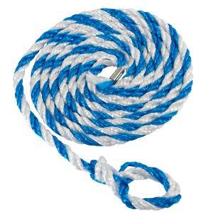 Veetransportleidtouw blauw-wit 320cm, m. kleine lus