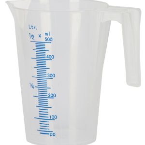 Maatbeker 0,5l kunststof m. schaalverdeling, stapelbaar